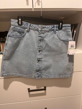 Michael Kors bluehaze wash, Button-Front Denim Skirt